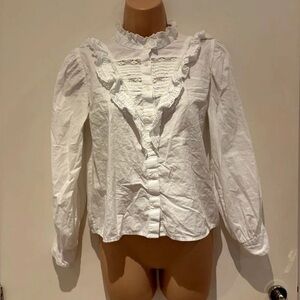 Women's White Ruffled Blouse